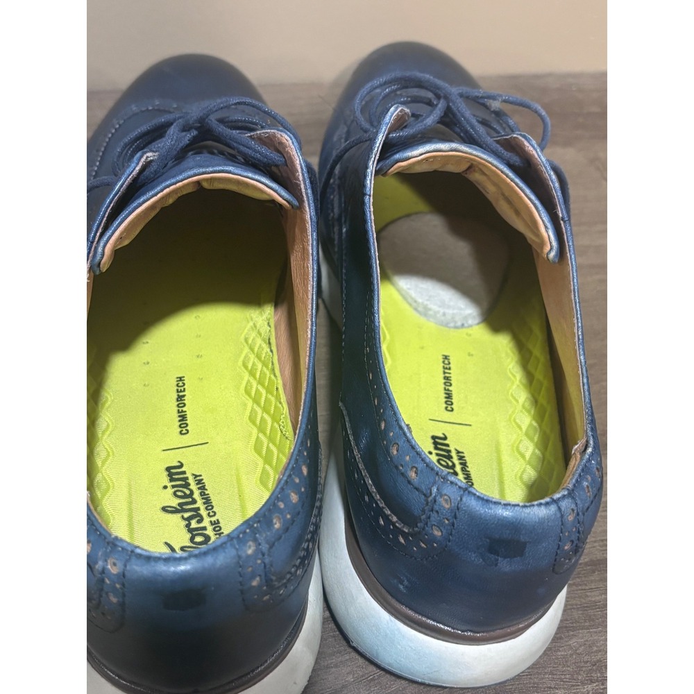 Florsheim Mens Comfortech Navy Blue Leather Wingtip Oxford Shoes 10.5W - Picture 4 of 7